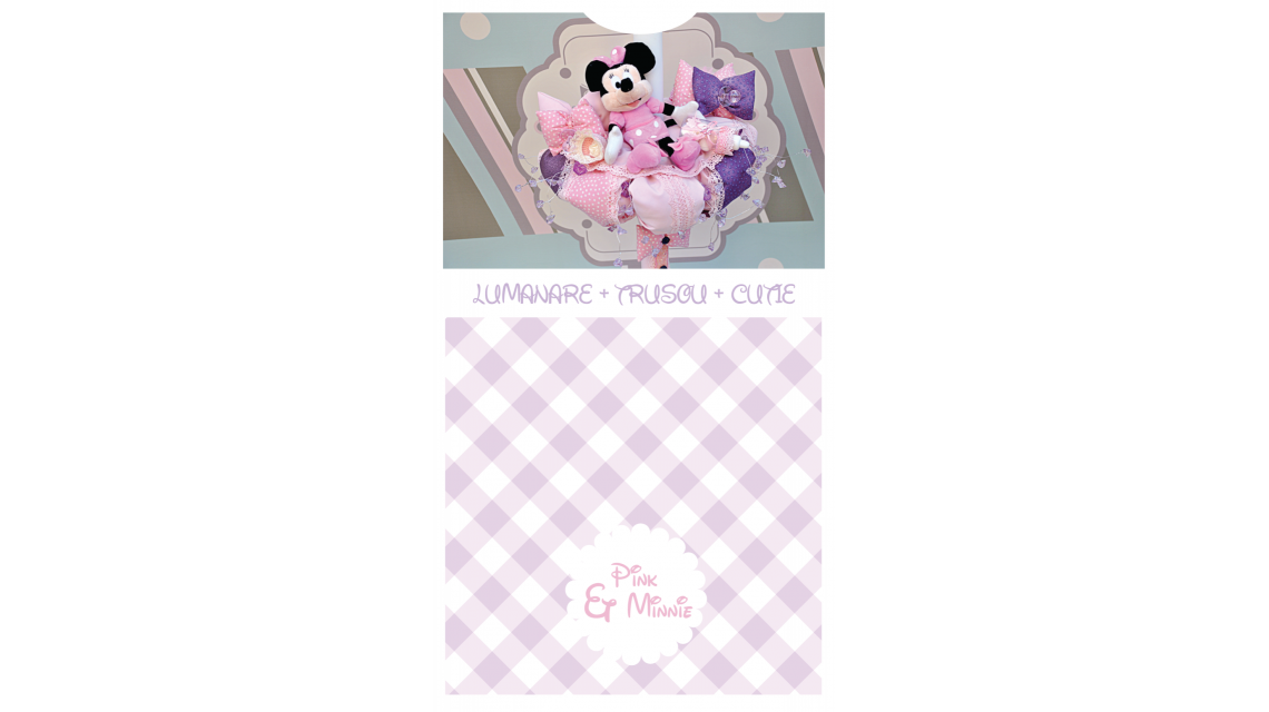 Lumanare de botez pentru fetite cu Minnie Mouse, 65x4cm, Minnie Pink  1